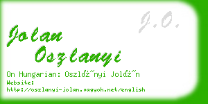 jolan oszlanyi business card